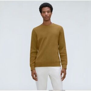 Everlane Organic Cotton Waffle Knit Crewneck Sweatshirt Camel Brown XXL Men's